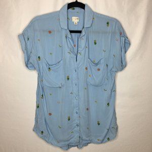 A New Day fruit print button down top AQ9